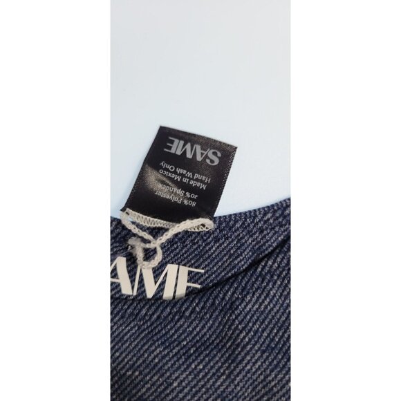 SAME Los Angeles Swimwear Bikini Set  Underwerid Faux Suede White/Denim Size S - Picture 2 of 9